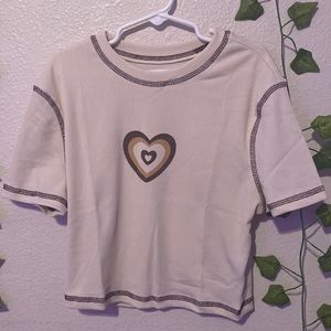 Heart Print Cropped T- Shirt